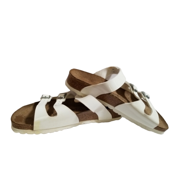 - Birkenstocks Florida White 3 Strap Patent Sandals - Picture 2 of 9